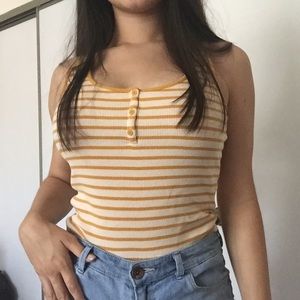 Forever 21 Mustard Stripped Top